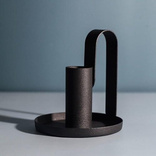 Iron Black Candle Holders Nordic Style Wrought Rack Home Decoration Metal Crafts Desktop Xmas Home Decoration Craft