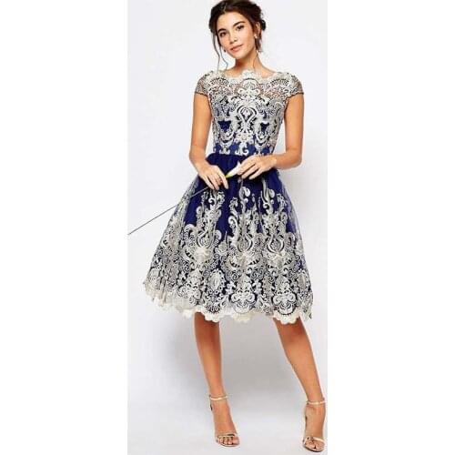 Womens Dress 2021 Retro Mesh Blue Evening Dress Lace Embroidery Princess Dress Dress Womans Clothes Prom Dress