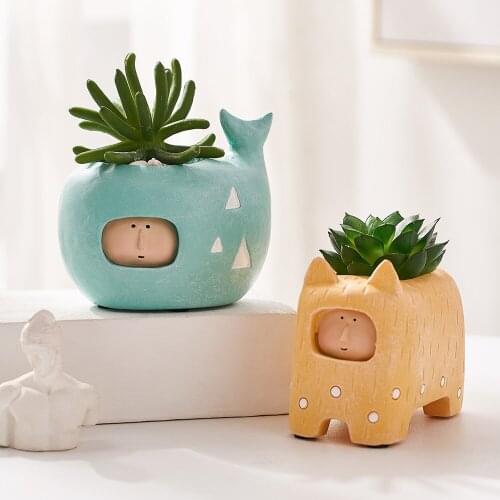 Animal Plant Pots Character Potted Plant Shape Cute Vase Flowerpot Simulation Flower Nordic Home Decor Plant Accessories