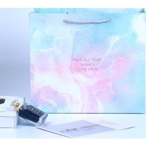 10pcs 20*20*8cm Galaxy Blue Sky Gradient Paper Stationery Gift Bag Storage Bag