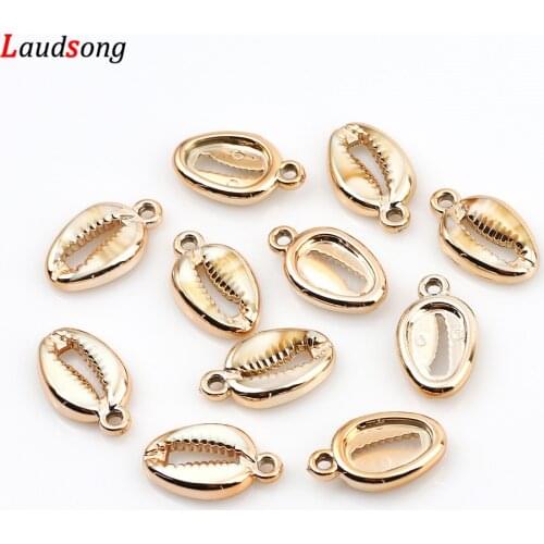 20Pcs Gold Pating Drop Oil Acrylic Shells Beads Pendant 14x24mm Shell Charms For Jewelry Making DIY Necklace Bracelet Earrings
