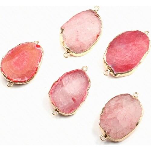 2020 new geometric natural stone gold-plated connector ore natural stone DIY jewelry decorative jewelry production25x40mm