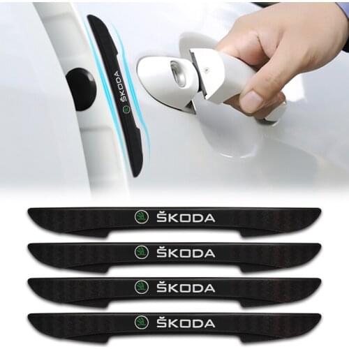 4pcs 3D Car Stickers Side Door Edge Protective Strip Anti Scratch For Skoda Octavia A2 A5 A7 Fabia Rapid Superb Yeti Accessories