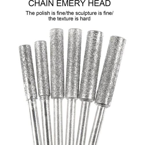 5Pcs Diamond Coated Cylindrical Burr 4.0mm 4.8mm 5.5mm Chainsaw Sharpener Stone File Chain Saw Sharpening Carving Grinding Tools