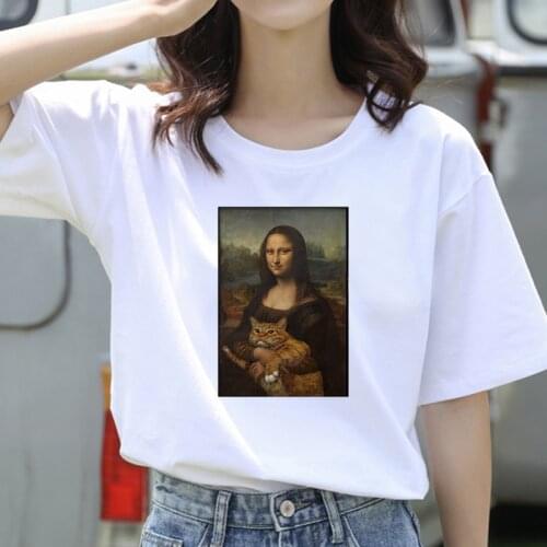 5.Mona Lisa Painting Women T-shirts artistic oil painting Harajuku aesthetic ulzzang oversized t shirt korean clothes
