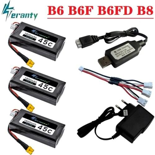 7.4V 1800mAh Li-po Battery + Charger for MJX B6 B6F B6FD B8 RC Drone Helicopter For Bugs 6 Quadcopter Spare Parts Battery