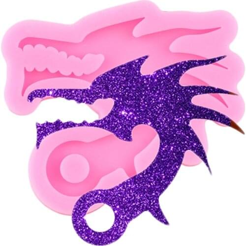 Shiny Glossy Dragon Head Keychain Molds Silicone Epoxy Craft Resin Mould DIY Jewelry Making Necklace Polymer Clay Moulds