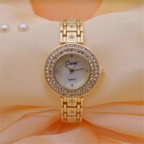 CUSSI New Gold Women Watches Brand Luxury Ladies Dress Quartz Wristwatches Womens Bracelet Watches Clock Reloj Mujer Lover Gift