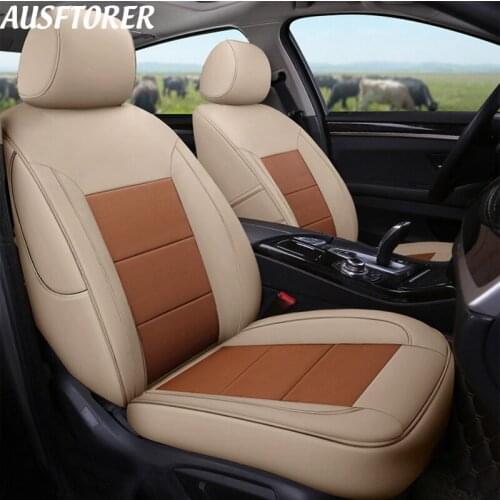 AUSFTORER Genuine Leather Cover Car Seat for Mitsubishi LANCER Cowhide Automobiles Seat Covers Cushion Sets Supports Accessories