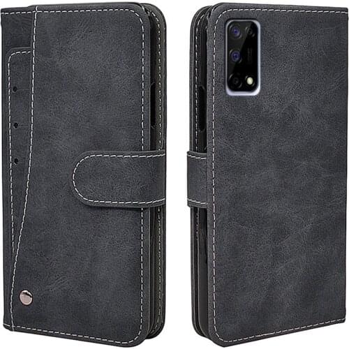 Luxury Wallet Case For OPPO Realme 7 5G 8 C21 C20 6 6s 5 C17 C15 C11 C12 Pro Case Vintage Flip Leather Business Silicone Cover