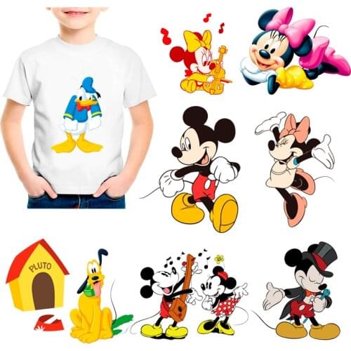 Mickey Minnie Clothing PVC Patch Homemade clothes Heat transfer T-shirt girl boy Iron patch Childrens clothing fabric stickers