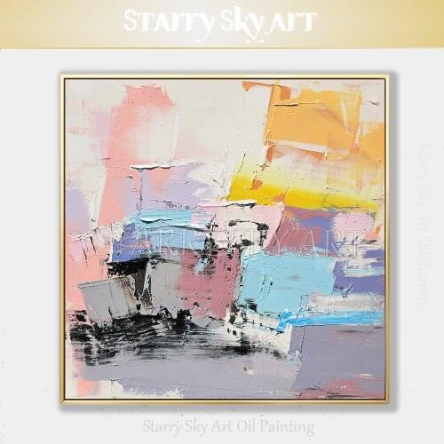 High Skills Artist Hand-pained Abstract Acrylic Painting on Canvas Thick Paints Knife Painting Abstract Acrylic Knife Painting