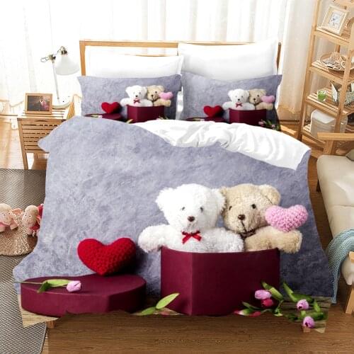 Cartoon Teddy Bear Bedding Set Kids Bedclothes Decor Home Textile For Adults Design Bedroom Comforter Set Cute Duvet Cover
