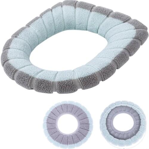 Bathroom Toilet Toilet Pad Can Be Washed Soft Insulation Pad Cover Pad Winter Contrast Color Two-color Warm Toilet Seat Cushion