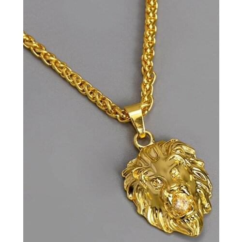 Lion Head Pendant Necklace Rap Hip Hop Chain Fashion Personality Punk Jewelry For Man Male Street Party Accessories