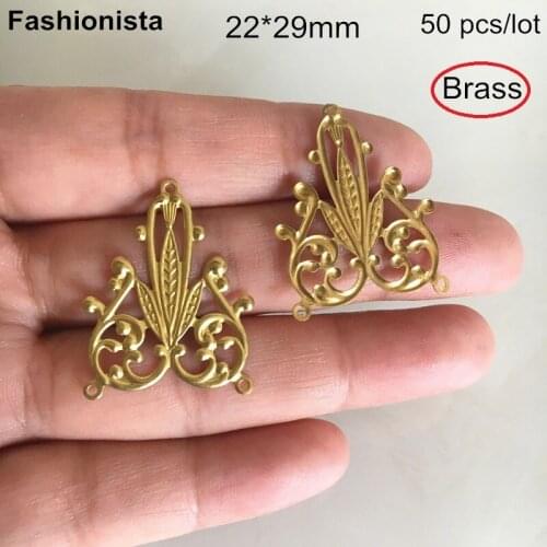 50 pcs Raw Brass Chandelier Filigree Connectors 22*29mm,DIY Earrings Supplies,Brass Connectors For Jewelry Making -Free Shipping