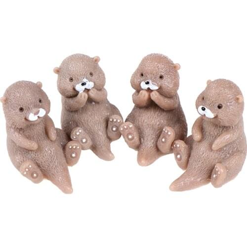 Lovely Artificial Otter Model Mini Figurine Cartoon Animal Fairy Garden Home Miniature Ornament Desk Office Decoration Accessory