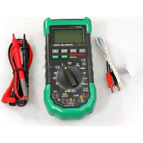 Original Mastech MS8229 5 in1 Auto Range Digital Multimeter Multifunction Lux Sound Level Temperature Humidity Tester Meter