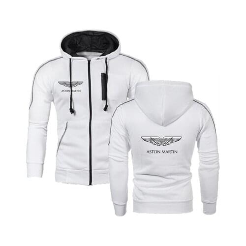 New Spring Autumn Aston Martin Logo Mens Hooded Patchwork Jacket Casual Fashion Sports Zipper Cardigan Jacket 6 Colors