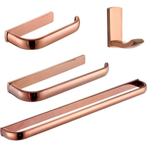 Rose Gold Bathroom Hardware Set Brass Toilet Paper Holder WC Tissue Hanger Towel Bar Wall Mounted Robe Hook Bathroom Accessories