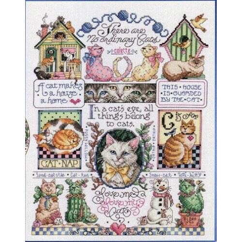 14/16/18/27/28 Cross-Stitch kits animal cat home Paintings Sets Embroidery Egyptian cotton lovely Janlynn 023-0240 Cats 4th