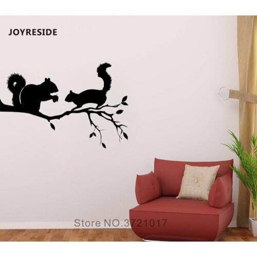 JOYRESIDE Squirrel On A Tree Wall Animal Decal Vinyl Stickers Interior Decor Bedroom Living Room Home Decoration Art Mural A222