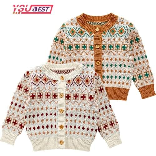 New Baby Boys Girls Cardigan Sweater Autumn Spring Knitted Cardigan Sweater Baby Clothes Toddler Fashion Print Sweater Kids Coat