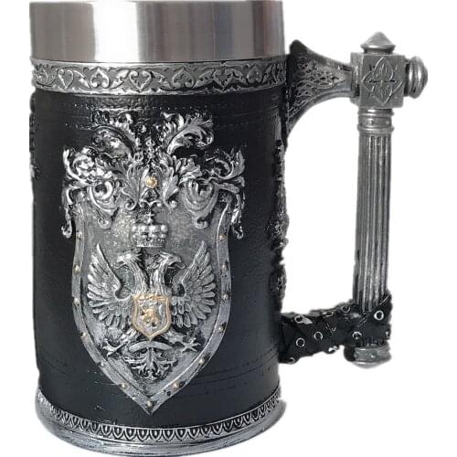 Eagle Beer Mug Large Capacity Water Tea Coffee Cup Resin Stainless Steel Drinkware