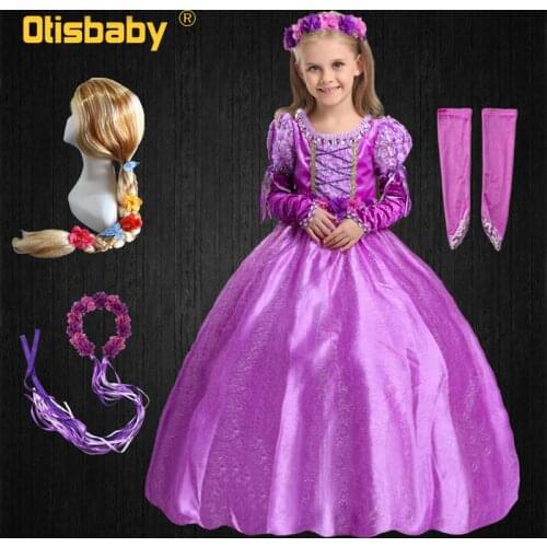 Christmas Fancy Girls Rapunzel Princess Dress Kids Sofia Party Girl Dress Baby Winter Aurora Childrens Costume ankle Long Dress