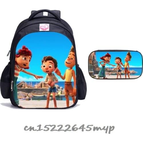 Kids New movie Luca Kindergarten Backpack Child Primary School Bag Toddler Bookbag Mini Mochila 2pcs Set Gift Rucksack Pen Bag