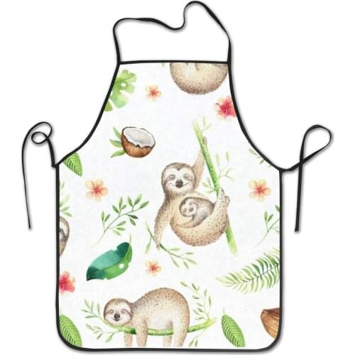 Cooking Kitchen Baking Gardening Haircut Funny Bib Aprons Apron for Women Men - Plam Leave Sloth