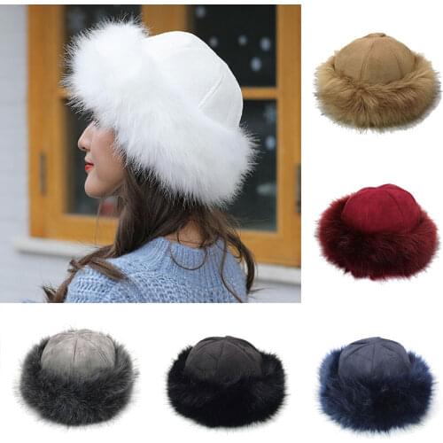Russian Style Thick Warm Hats Ladies Suede Bomber Hat Windproof Women Fur Hat Female Mongolia Cap Fox Fur Skullies Beanies