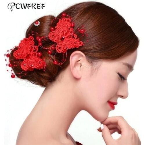 1pcs Red White Women Fashion Hair Clip Hair Pin Butterfly Head Wear Hairwear Hair Pin Clip