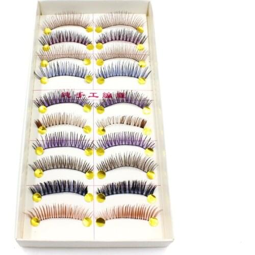 10pairs/Lot Thick False Eyelashes Colorful Long Eyelash Extension Voluminous False Natural Color Eye Lashes