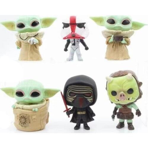 10cm 5pcs/set Disney Star Wars Mandalorian Little Child Baby YODA Kylo Ren Cute Statue Figure Toys