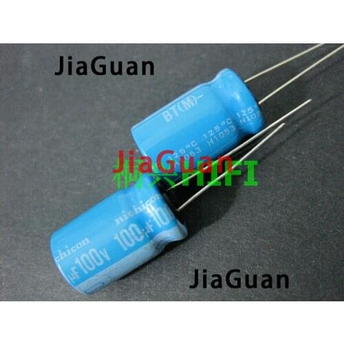 20pcs NICHICON BT 100v100uf 12.5x20MM electrolytic capacitor bt 125 degrees 100uF/100v military industrial capacitor 100UF 100V