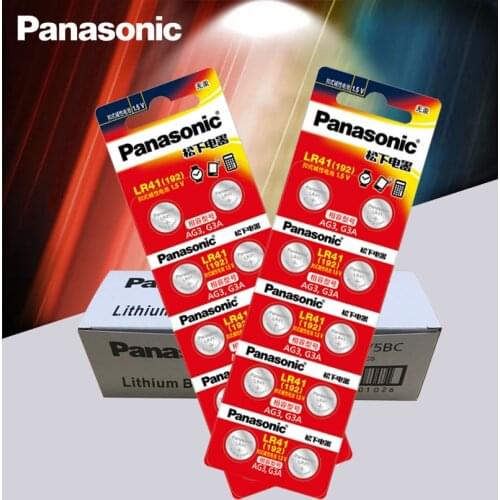 200pcs/lot LR41 Button Cell Batteries Panasonic 100% Original SR41 AG3 G3A L736 192 392A Zn/MnO2 1.5V Lithium Coin Batteries