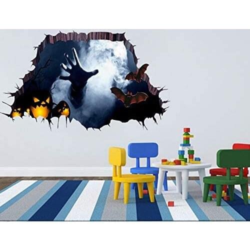 Halloween 3D Floor Sticker Living Room Haunted House Decor Ghost Hand Through The Floor