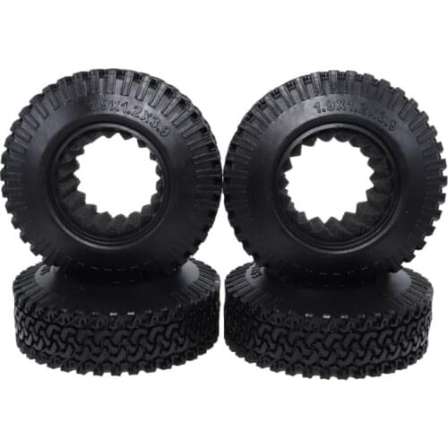 4Pcs RC 1:10 Crawler Beadlock Wheels Tire 1.9 Inch Rubber Wheel Tire 98mm Tyre for RC Car Truck Axial SCX10