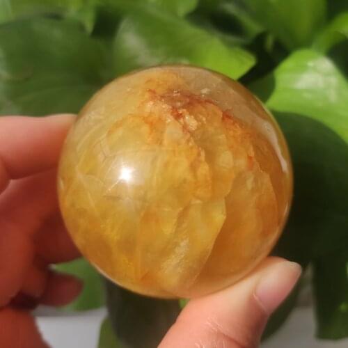 5-6cm Natural quartz crystal golden sphere ball crafts sitting room healing