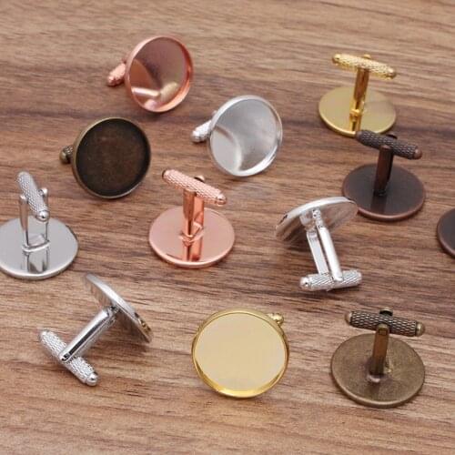 5pcs/lot 12/14/16/18/20mm Round French Cufflinks Blank Setting Trays Cufflink Blank Bezel Base Cufflink Cabochon Cameo Jewelry