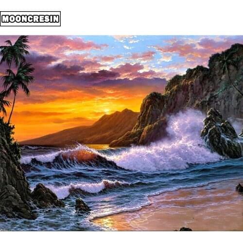 5D Diy Diamond Painting Sea Wave Diamond Embroidery Cross Stitch Scenery Needlework Home Decoration Full Square Christmas Gift