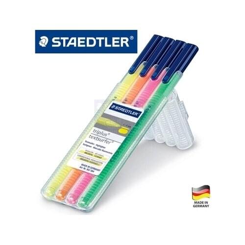 4Pcs Absorted STAEDTLER 362 SB4 Triplus textsufer Triangular highlighter trigonometric neon pen Yellow/Pink/Orange/Green Color