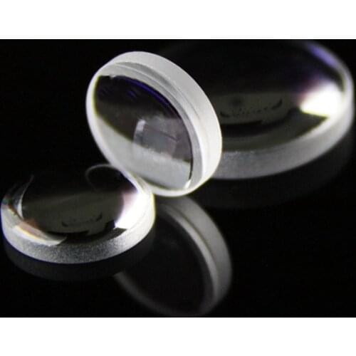 Aspheric collimating focusing lens with a diameter of 6 mm and a focal length of 12 mm with a center thickness of 2.36 mm