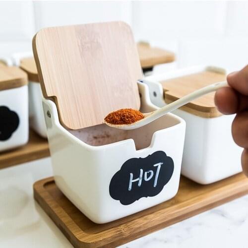 Household Goods Kitchen Seasoning Bottle Tool Ceramic Set Salt Box Tableware Simple Creative Accessories