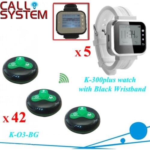 Digital wireless call pager system for restaurant equipment 5 receiver for waiter and 42 service buzzer for guest use