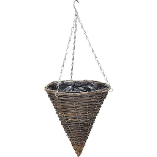 Cone Shape Plant Flower Pot Flowerpot Storing Natural For Indoor Outdoor Garden Supplies Hanging Rattan Basket