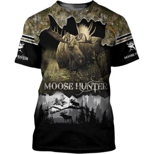 Men Casual 3D Print T-Shirts Deer Hunter Boar Moose Hunting Hip-Hop Tshirts Summer Harajuku Tees Wome Unisex Short Sleeve Tops 1