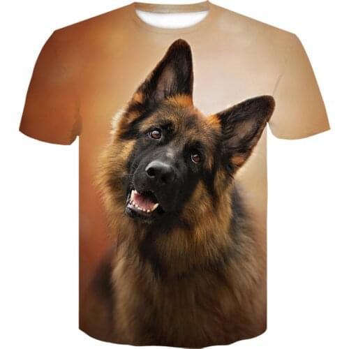 Personality t shirt 3D Print German Shepherd T-shirt Men Cute Dog Clothes Young harajuku t shirt Fashion German Shepherd T shirt