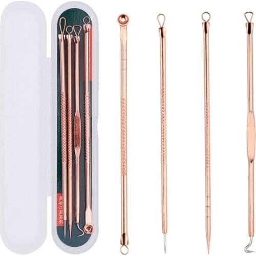 4PCS/SET Blackhead Remover Tool Acne Remover Black Spot Clean Pimple Removal Face Care Beauty Needles Tweezers Clips